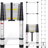 Bol.com Telescopische Ladder - Telescoopladder - 5m zilver Compact en Draagbaar met Soft Closing Systeem Geschikt voor Particuli... aanbieding