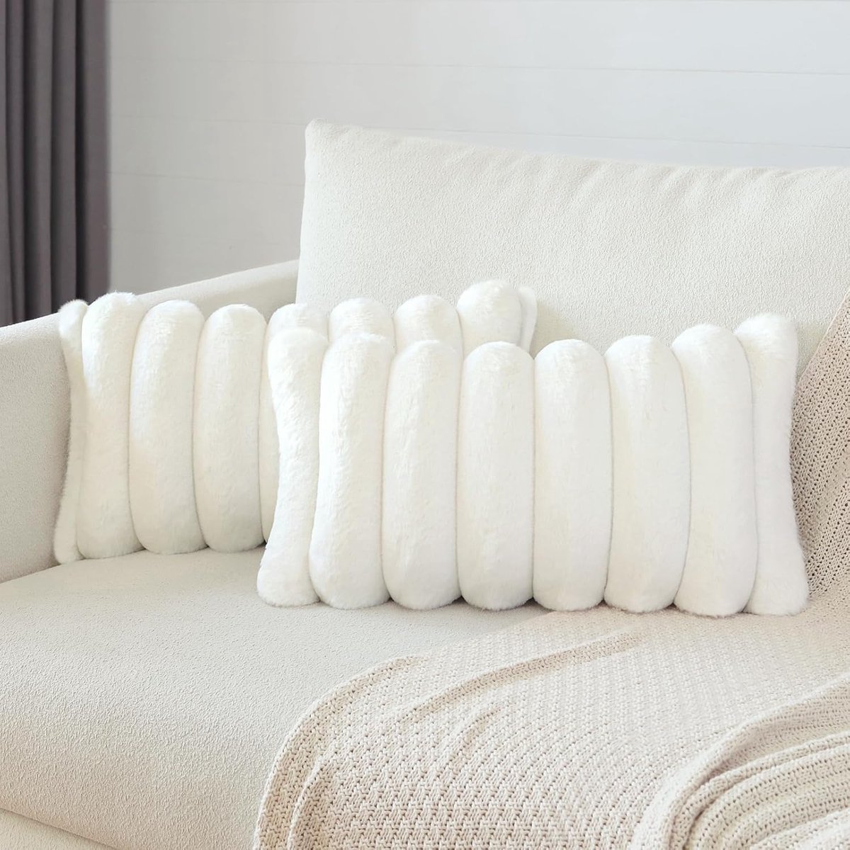 Ibenzoa Premium Fluweel Kussenhoezen Set - Twee Stuks voor Verfijnde Interieurstyling wit
