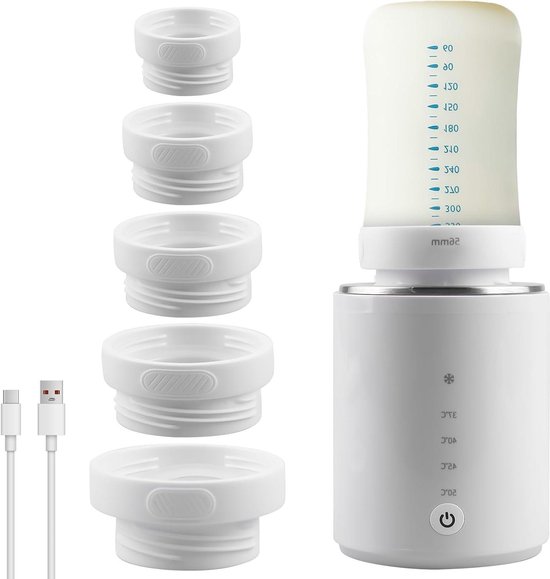 Draagbare Flessenwarmer, USB-reisflessenwarmer, 42 ° Thermostaat Draadloos LED-display, Draadloze Flessenwarmer Voor Moedermelk Of Flesvoeding, Voor Nachtvoeding En Buiten