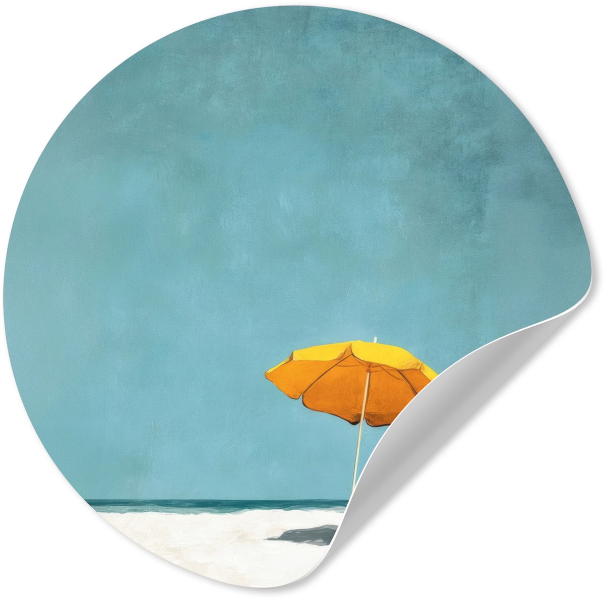 WallCircle® - Behangcirkel 50x50 cm - Muurstickers Parasol - Geel - Strand - Zee - Muurcir