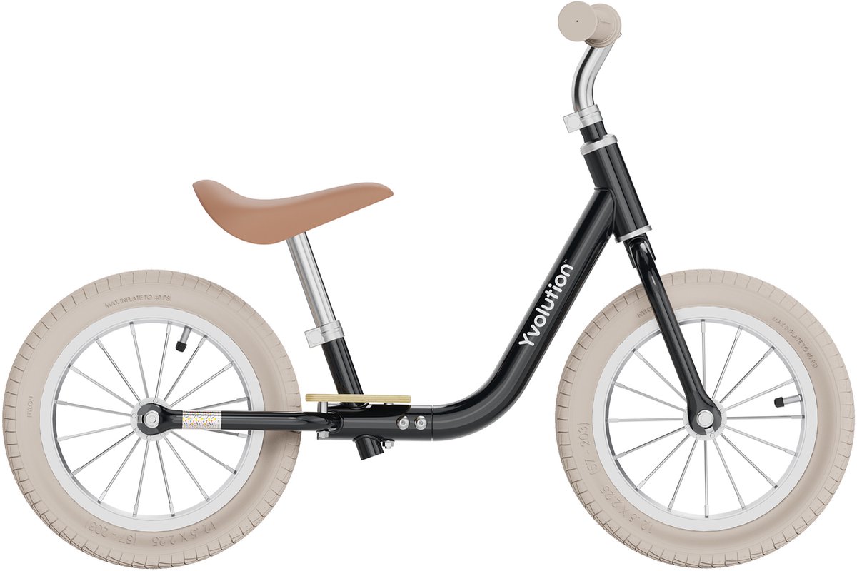 Yvolution - Velo Classic - Loopfiets – Vintage Zwart – Verstelbaar zadel en stuur