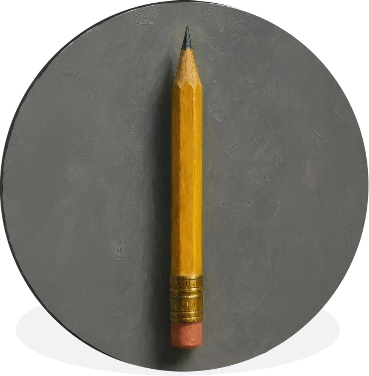 WallCircle Wandcirkel - Muurcirkel - Potlood - Schilderij - Geel - Aluminium - Dibond - 90x90 cm - Binnen en Buiten