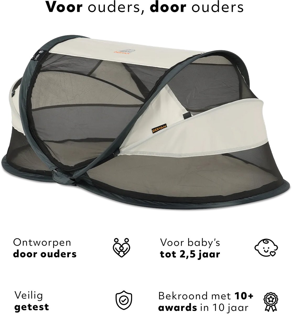 Deryan Baby Luxe reisbed met matras vanaf de geboorte tot 2,5 jaar - Pop Up babybed babytent in 2 Seconden opgezet - incl. klamboe & reistas - 120x75x50cm (Ocean