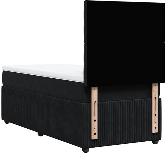 vidaXL - Sommier tapissier - avec - matelas - velours - noir - 100x200 - cm
