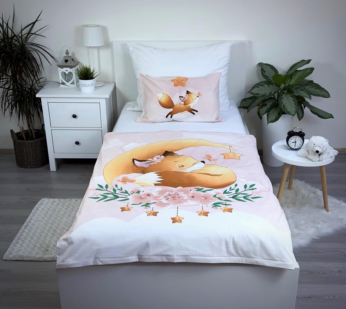 Unyqoos Complete Kinderbeddengoedset van Hoogwaardige Katoen voor Kleuters en Baby's, Bosdierenmotief vos dieren
