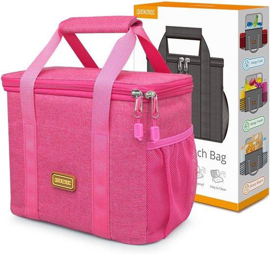 Lunchtas met Corduroy en Geïsoleerde Aluminiumfolie Voering - Roze/Lila