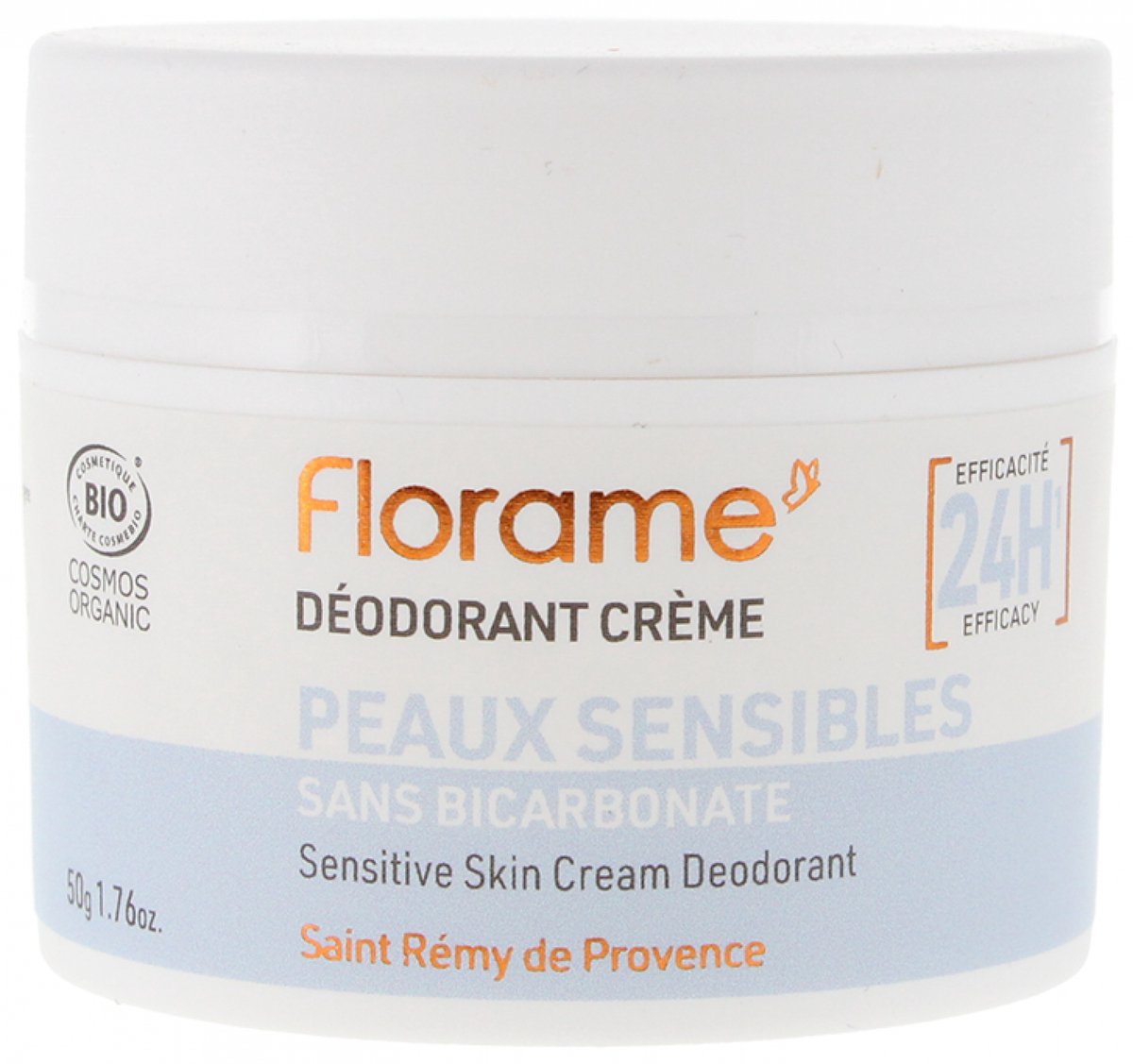 Florame 24H Deodorant Crème Bio Gevoelige Huid 50 g