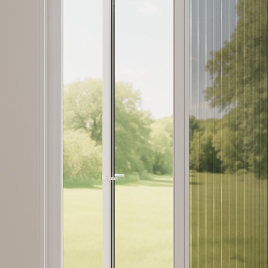 DTCH® Hordeur - Plisséhordeur - Inkortbaar - Zwart gaas - Profielkleur Gebroken Wit - 96 x 203 cm