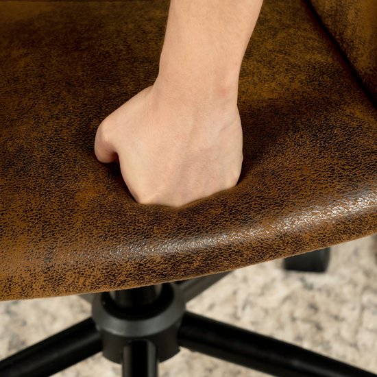 De Hanze Herten Industriële Bureaustoel - Vintage Retro Look Met Hout Armleggers En Leer