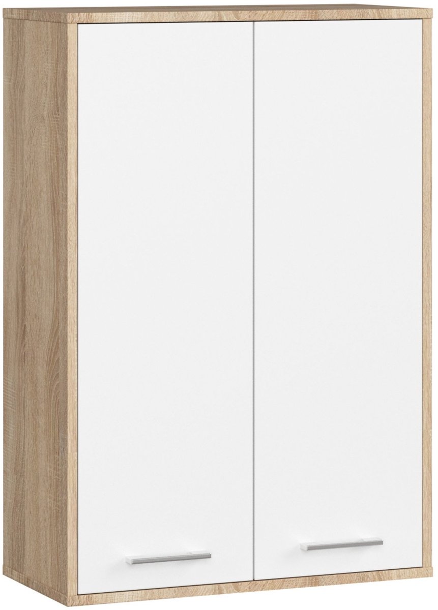 Hangende Badkamerkast FIN H934 W64 met 2 Deuren / AKORD Furniture Factory / Sonoma Eik - Wit / 64 x 94 x 30 cm