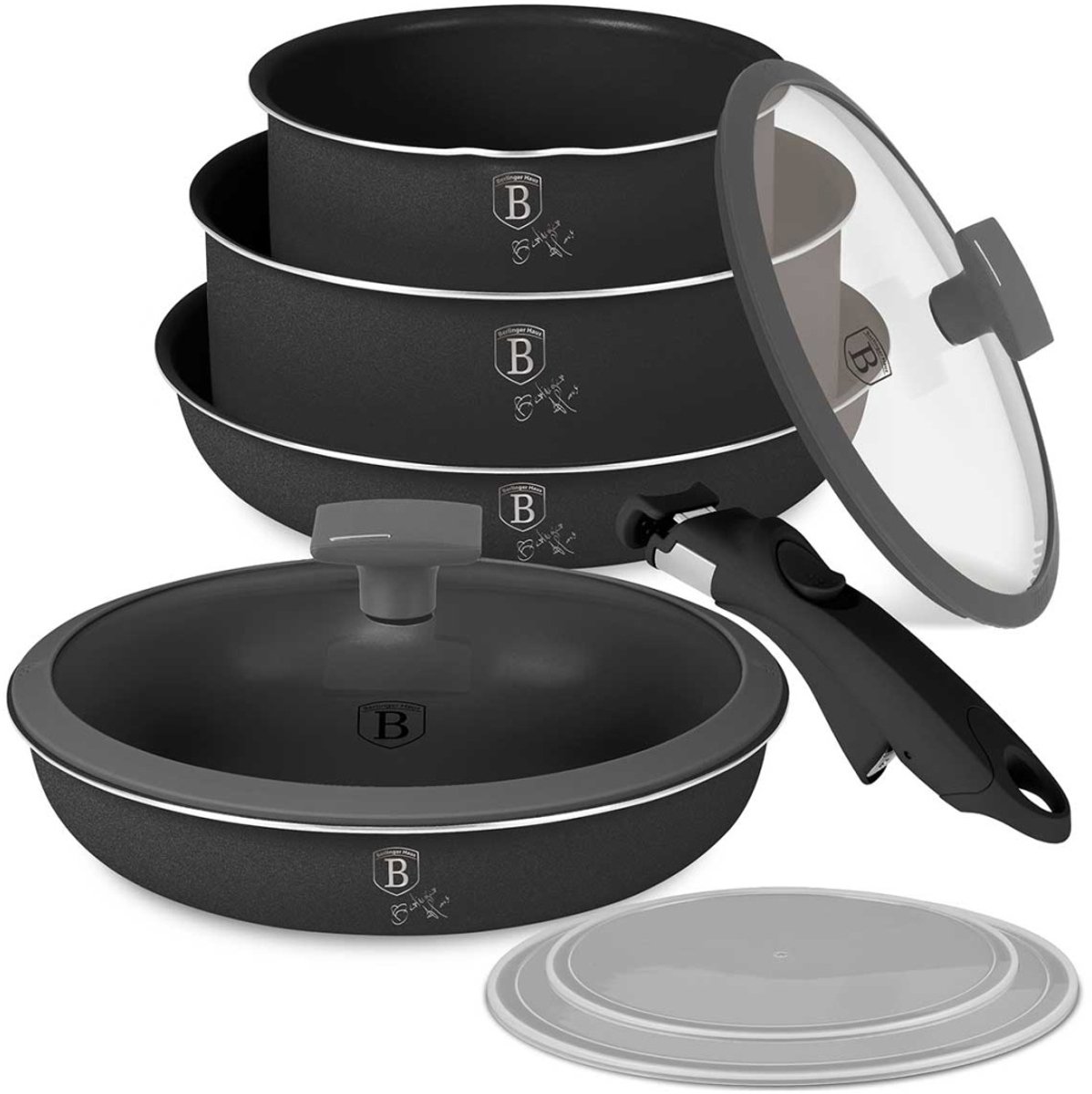 TITANIUM KOOKGEREI SET 9-DELIG BERLINGER HAUS BH-8256 ANTRACIET