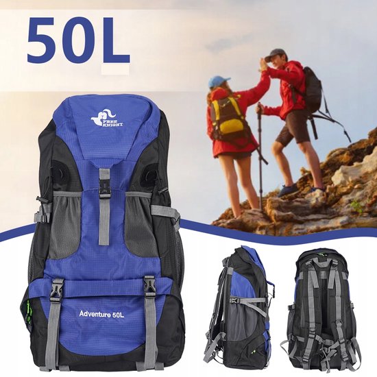 50L Outdoor Rugzak Reistas Bergsport Rugzak - Blauw - Ergonomisch Ontwerp - Geschikt voor Bergsport, Kamperen en Reizen