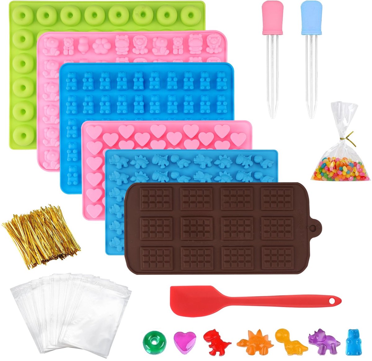 Ibenzoa® Creatieve Siliconen Bakvormen Set voor Snoep, Chocolade en Meer, Inclusief 6 Unieke Vormen