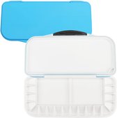 Belle Vous Palette de Peinture Pliable 18 Trous - Boîte de Palette Portable/Voyage Blauw - Plateau de Peinture d'Artiste pour Peinture Aquarelle, Peinture à l'Huile/ Acryl , Mélange de Peinture et Gouache