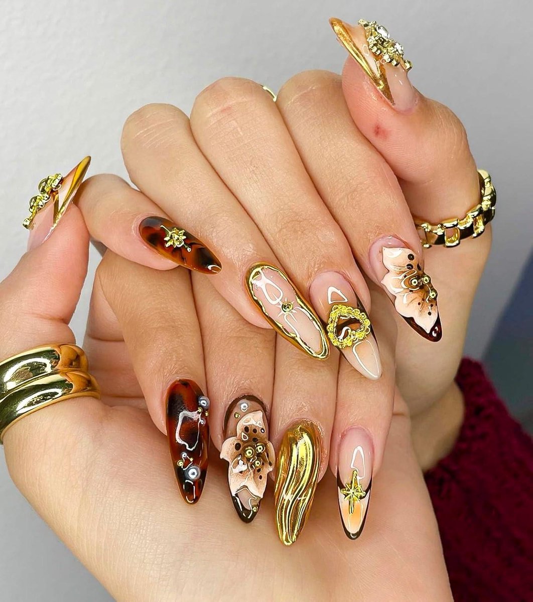 400 Stück 3D Nagel Charms Gold & Silber – Sterne & Monde Für Nail Art, DIY-Dekoration, Acryl-Glitzersteine