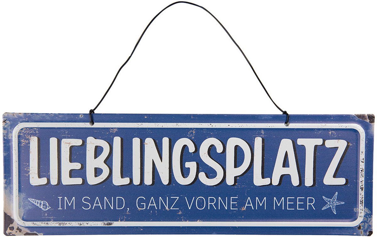 Clayre & Eef Tekstbord 30x10 cm Blauw Metaal