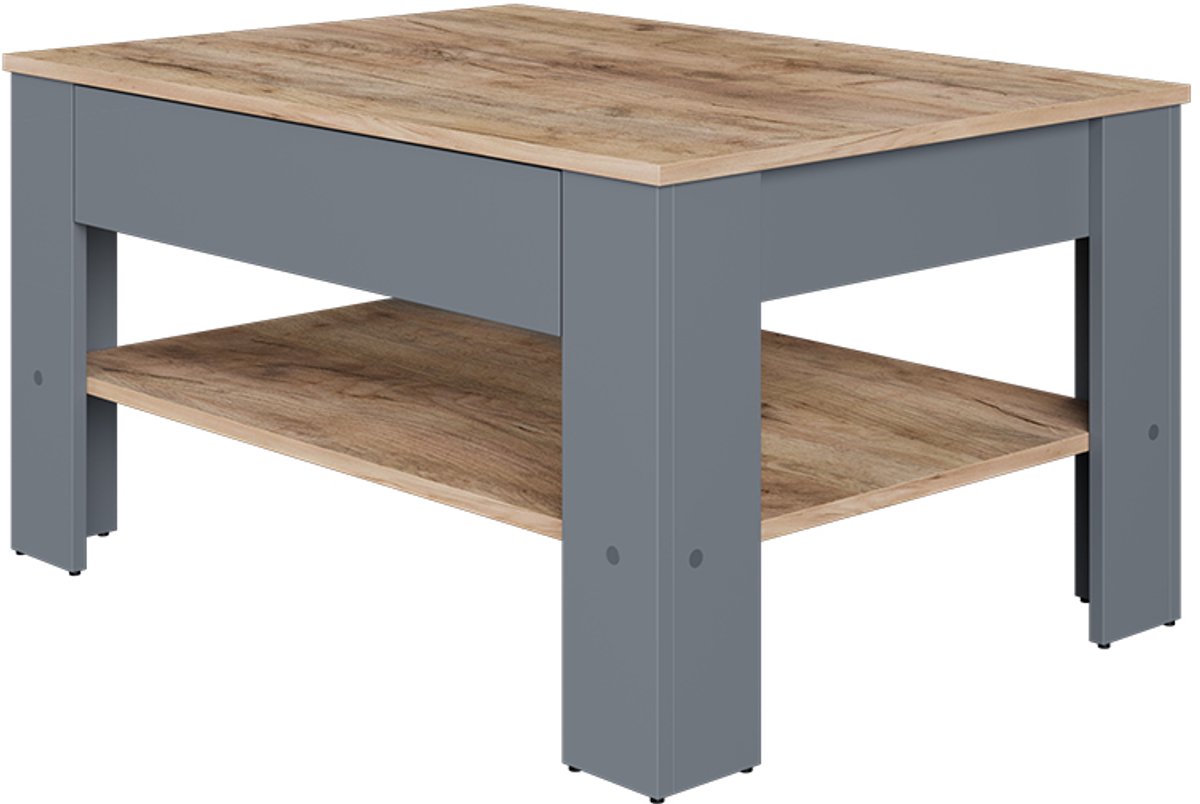 Vicco Milan Salontafel – 92.2 x 65 cm Antraciet/gouden eik Antraciet/Goudkleurig Eiken