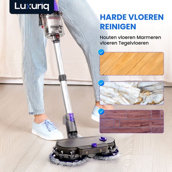 Luxuriq® Mop - Vadrouille électrique - Essuie-glace - Geschikt voor Dyson - Dyson V15 - V11 - V10 - V8 - V7 - Accessoire pour vadrouille - Avec 10 vadrouilles