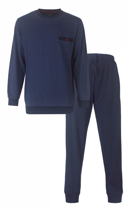 Paul Hopkins Heren Pyjama - Met Boorden - Donker Blauw - Maat XXL