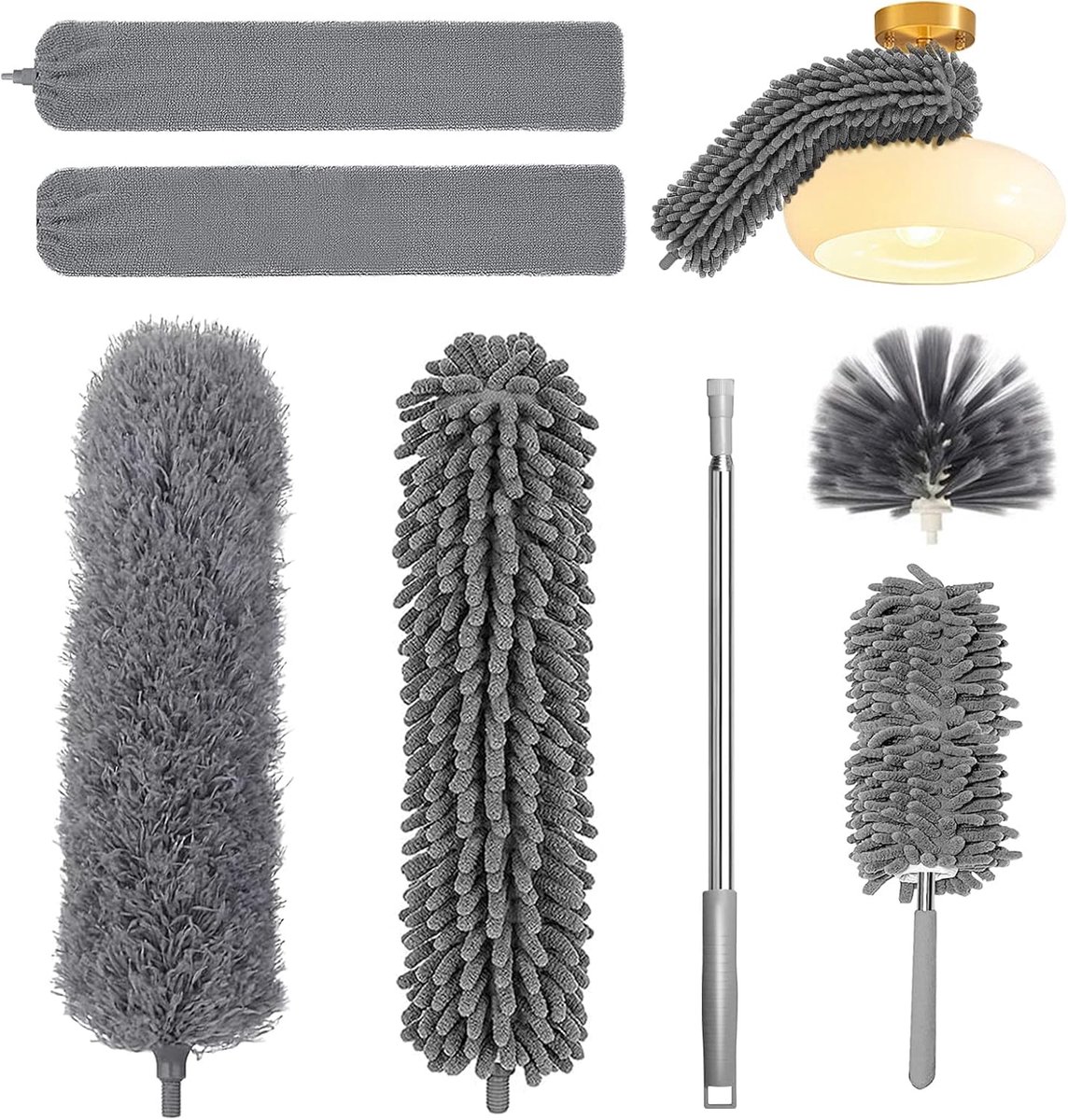 Goedkoopste Uittrekbare plumeau set tot 210 cm voor hoge plafonds en moeilijk bereikbare plekken