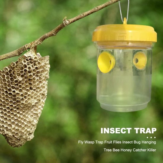 Wespenvallen voor buiten, wespenval om op te hangen, levendval, wespen, insectenval voor binnen en buiten, wespen afweer tuin, bijenval, wespen-vanger, glas, wasp-trap, balkon, dak, set van 4