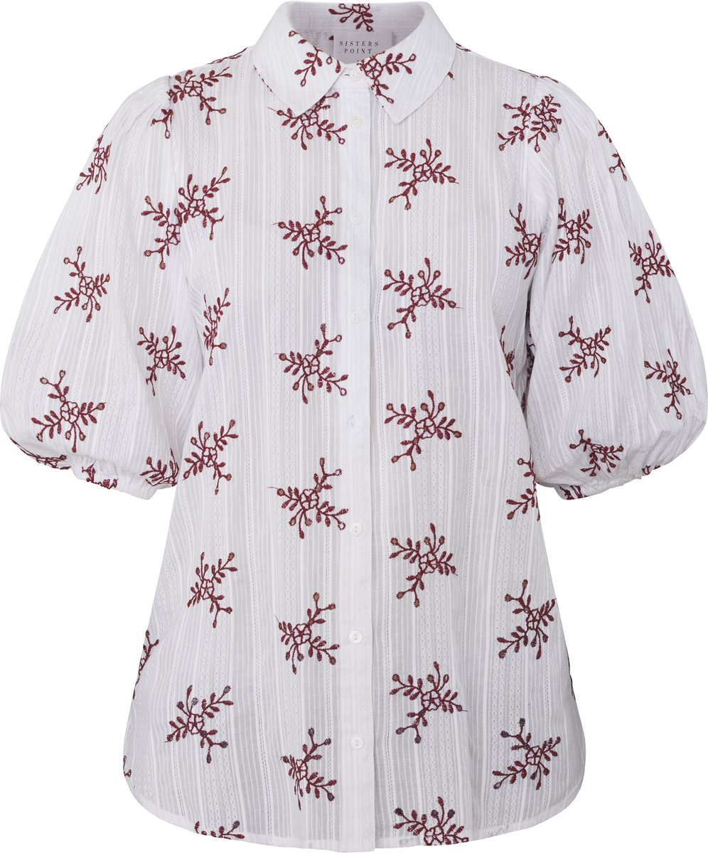 SISTERS POINT Ella-sh53 - Dames Blouse - White/bordeaux - Maat S