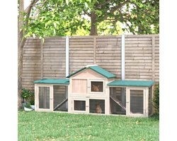 Gran VidaÂ® - Konijnenhok - Ruim & Weerbestendig - Met Open Ren - Voor Binnen & Buiten - 210x45,5x84,5 cm - Grijs