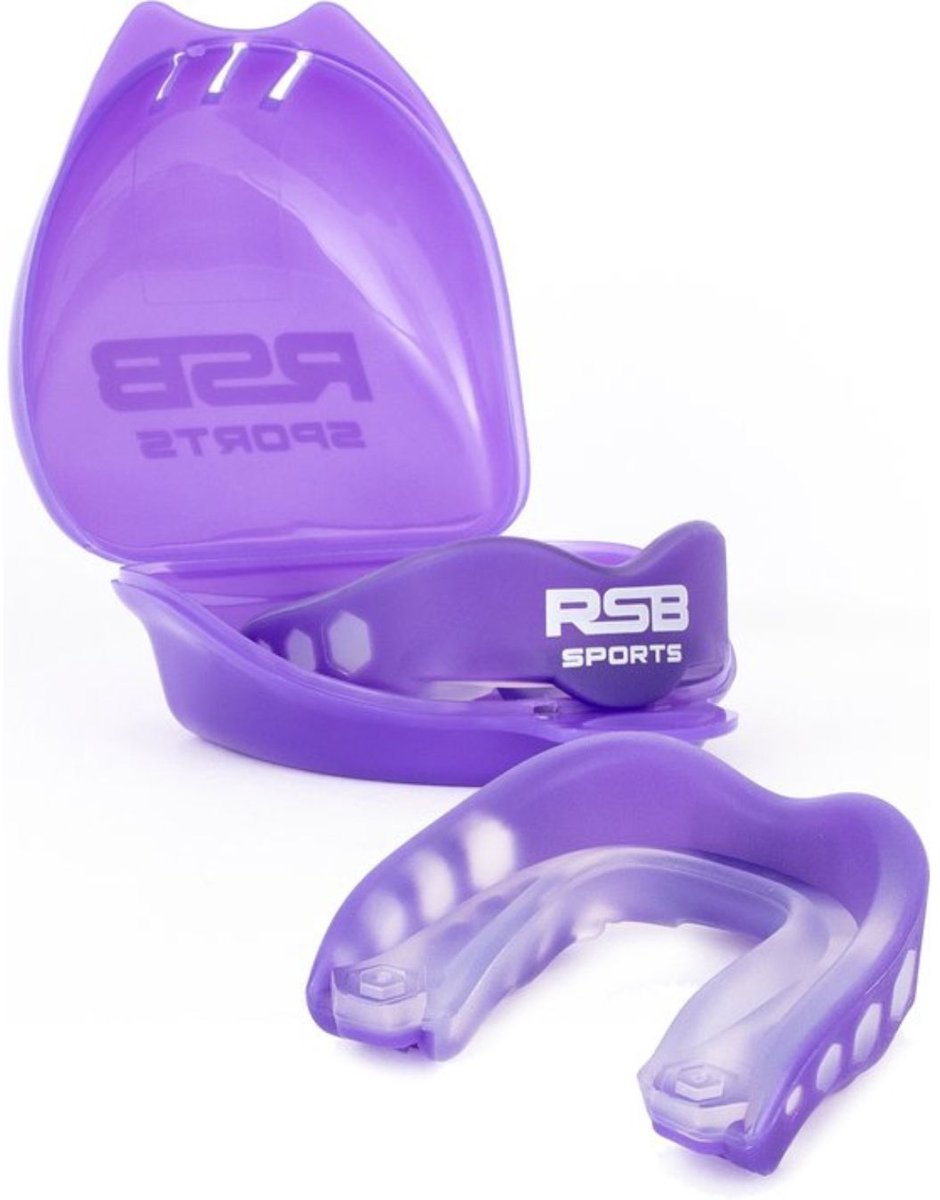 RSB Sports - Gebitsbeschermer voor Kinderen met Opbergdoosje - Voor Boksen, Kickboksen, Karate, Rugby, Hockey - Paars