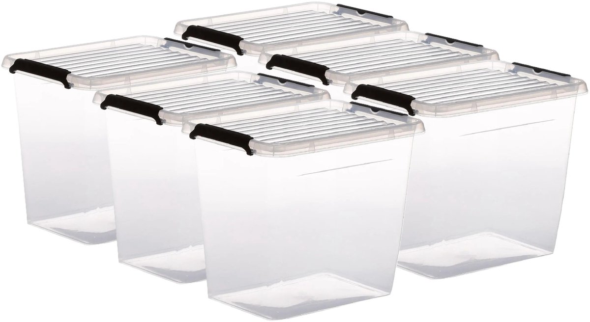 5Five opberg kist met deksel - 6x - Clip Box - 3 liter - 19 x 15 x 17 cm - kunststof - transparant
