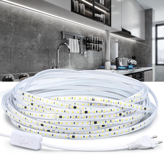 24V LED-strip 5M, BRIMETI natuurlijk witte LED-strip 4000K 600LED flexibel snijdbaar, CRI>90, breedte 8 mm, zelfklevende LED, binnenverlichting voor thuis slaapkamer keukenspiegel (zonder voeding