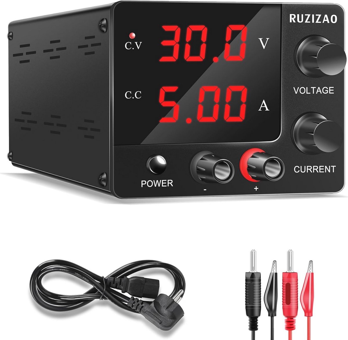Regelbare Laboratoriumvoeding 30V 5A met LED-Display en Encoderknop | Compact en Veilig
