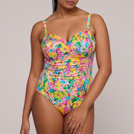 SYROKAN Dames Sport Shirred Plus Size Badpakken Atletische One Piece Zwempak Marine 42