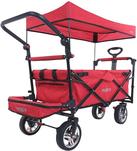 Opvouwbare Bolderkar - Ruime, Duurzame Transportkar met Dubbele Remmen en UV-bescherming voor Kinderen en Outdoor van LifeGoods — afbeelding 4
