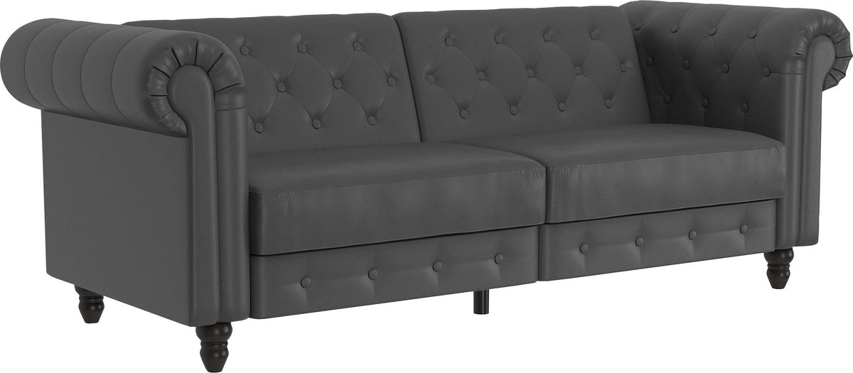 Notio Living Felix 3-Zits Slaapbank met Verstelbare Rugleuning - Grijs PU - 236 cm