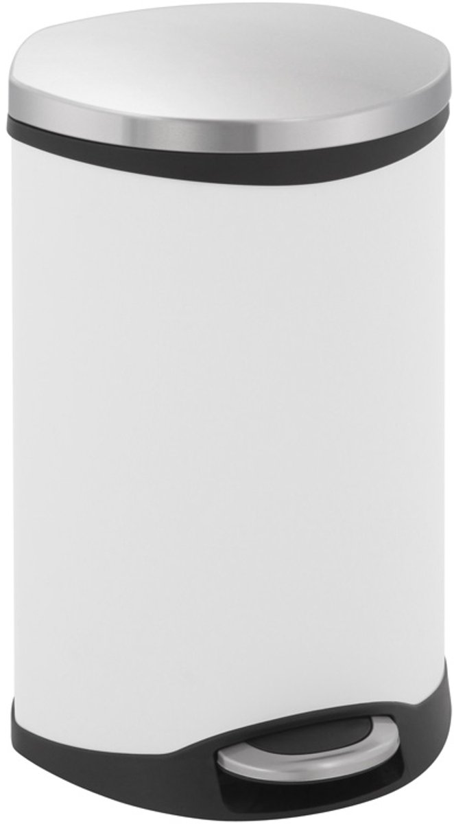 EKO - Shell Bin pedaalemmer 18 liter - Steel Plastic - wit, mat RVS - Prullenbak