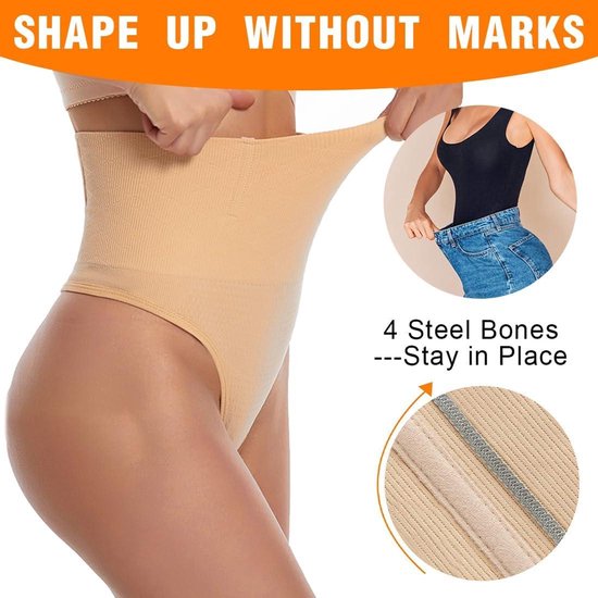 Kitfore buikweg onderbroek dames Shapewear miederslips kant onderbroek ademende miederbroek vormende ondergoed, beige wit, XXL