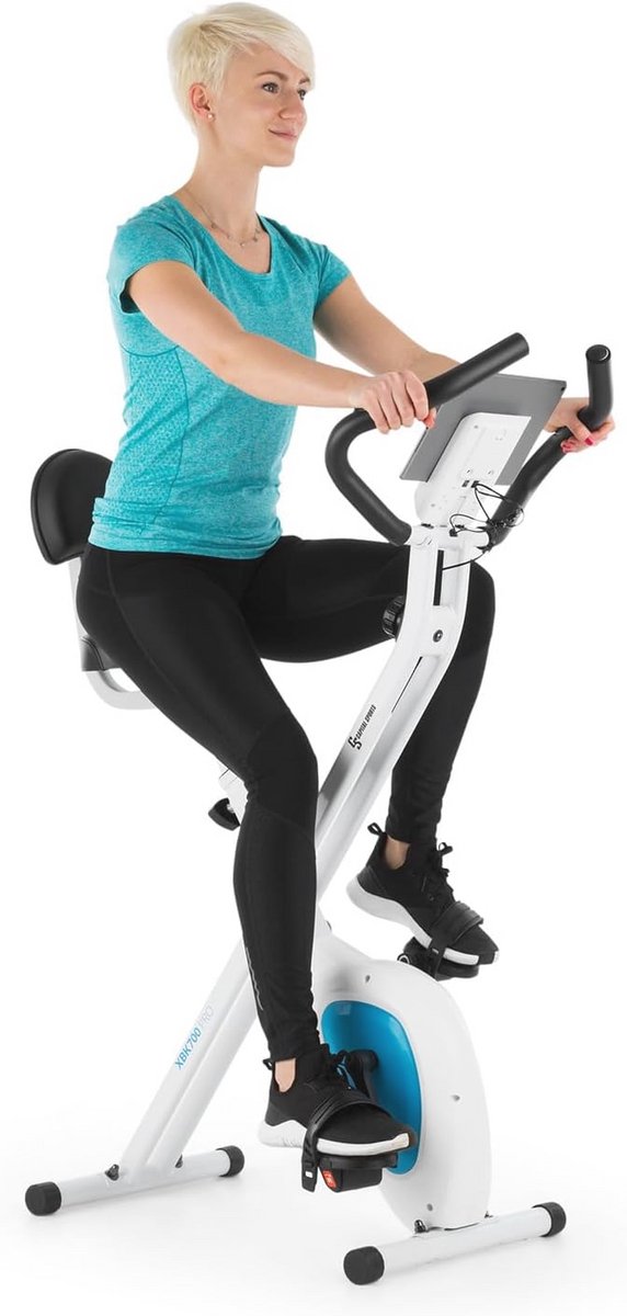Air Bike Hometrainer - Opvouwbare Fiets Ergometer met 8 kg Vliegwiel, 8-Staps Weerstand en Trainingscomputer