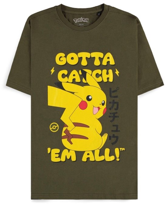 Pokémon - Pikachu Gotta Catch 'em All! Heren T-shirt - M - Groen