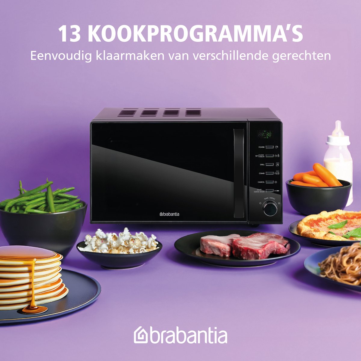 Brabantia BBEK1145DG Magnetron met Grillfunctie - Vrijstaand - 13 automatische kookprogramma's — afbeelding 2
