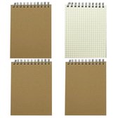 Ibenzoa® Compact A6 Spiraal Notitieboeken Set van 4 met Geruite Pagina's voor Kantoor en School