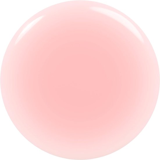 Een ronde druppel zachtroze, glanzende nagellak.