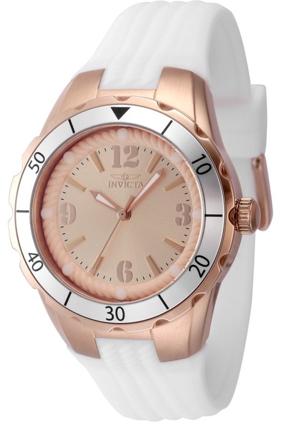 Invicta Angel 48853 Dames Horloge - Waterdicht - Analoog - Quartz Uurwerk - Roestvrij Staal met rosegouden Wijzerplaat - 38mm