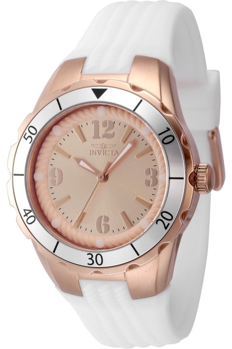 Invicta Angel 48853 Dames Horloge - Waterdicht - Analoog - Quartz Uurwerk - Roestvrij Staal met rosegouden Wijzerplaat - 38mm