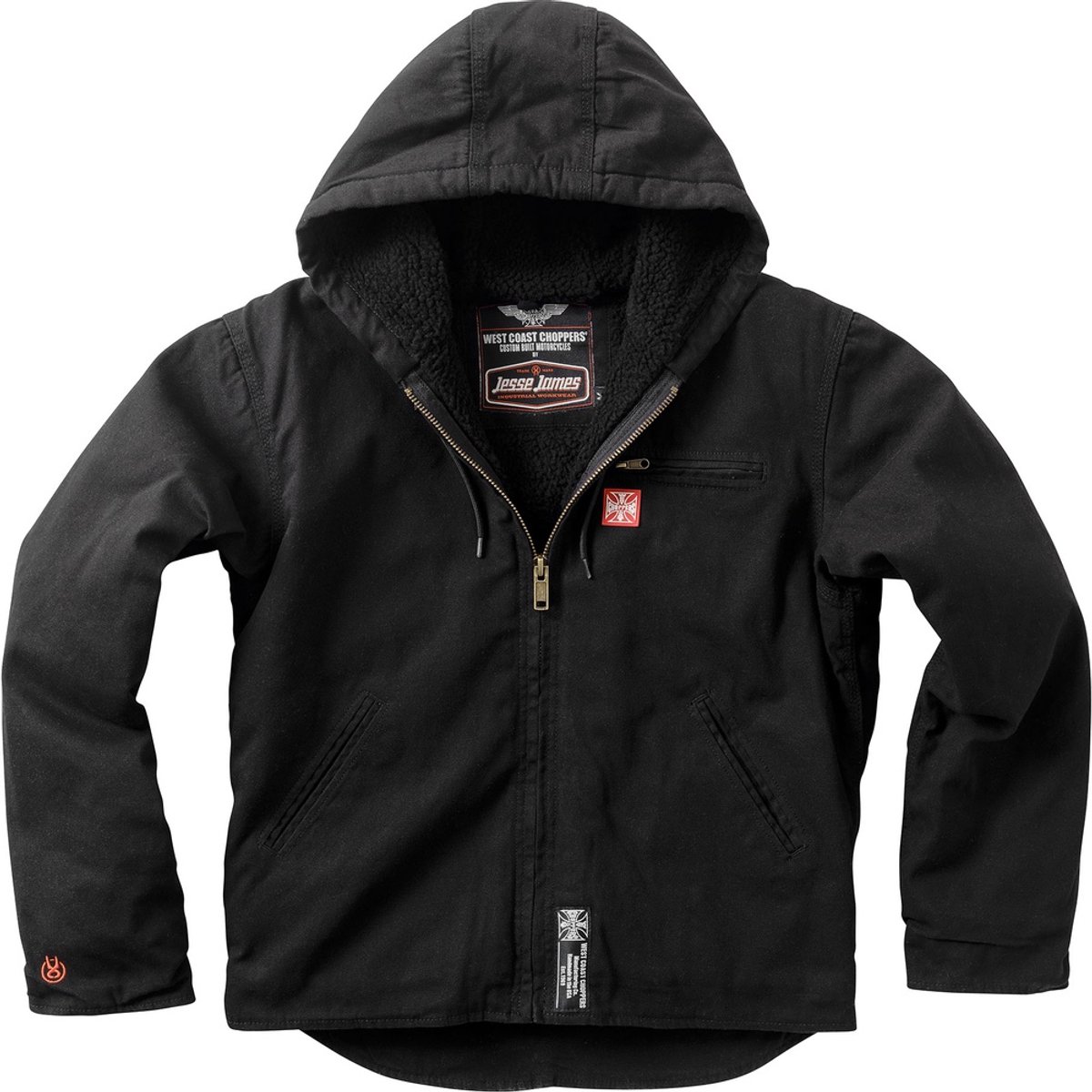 West Coast Choppers Sherpa Lined Canvas Work Jas Zwart M Man