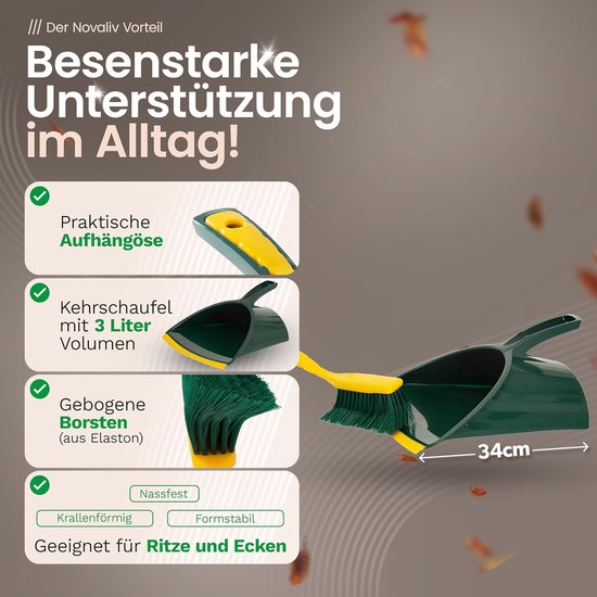 Novaliv Premium klauwbezem met steel 30 cm inclusief jumbo veegset, speciale bezem met gebogen borstelharen en kunststof kop - ideaal als tuinbezem, schraapbezem, kunstgrasbezem, ideaal voor op de camping van Novaliv — afbeelding 3