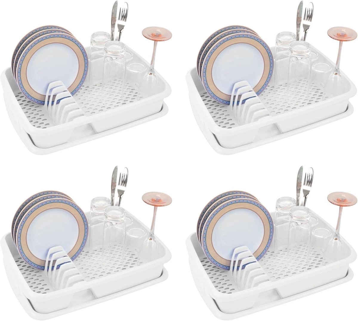 Novaliv 4X Afwasorganizer Kom Wit 40 x 30 cm Afwasrek Veelzijdig gebruik voor keuken & gootsteen klein bestek en afdruiprek Afdruiprek Keuken