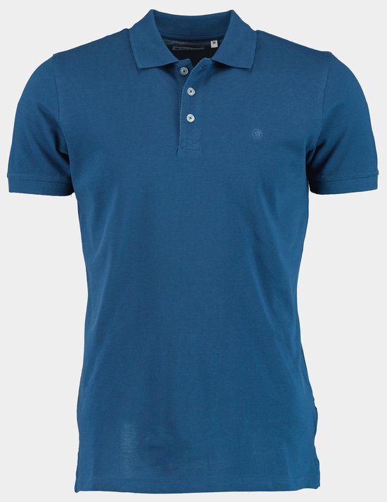 Bos Polo korte mouw Blauw Piqué donkerblauw New Lobra/4211
