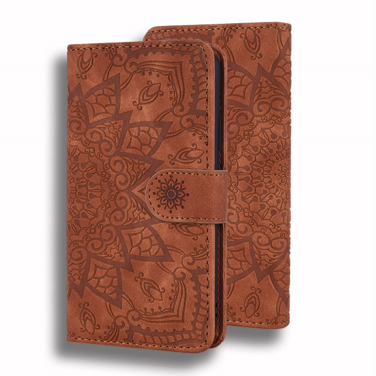 Hoesje geschikt voor Samsung Galaxy A26 - Bookcase - Pasjeshouder - Portemonnee - Mandalapatroon - Kunstleer - Bruin