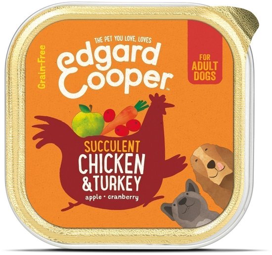 Edgard & Cooper Kuipje Honden Natvoer Hondenvoer Kip - Kalkoen - 11 x 150 gr - Voordeelverpakking