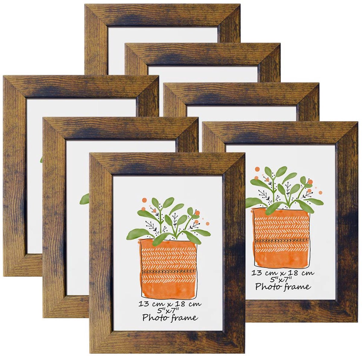 Ibenzoa Set van 7 Vintage Stijl Fotolijsten voor Elegante Wanddecoratie bruin